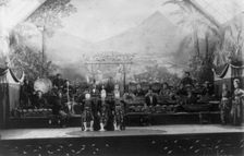 Javanese Gamelan Orchestra and Topeng masked dancers, World's Columbian Expo..., Chicago, 1891-1892. Creator: Frances Benjamin Johnston