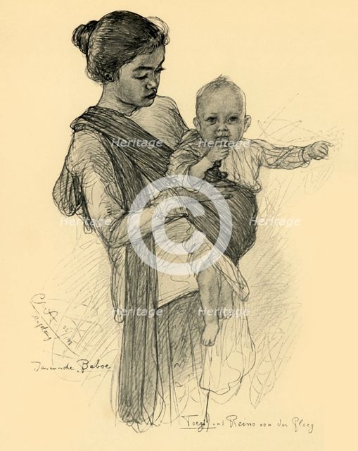 Javanese nanny with European baby, Magalang, 1898. Creator: Christian Wilhelm Allers.