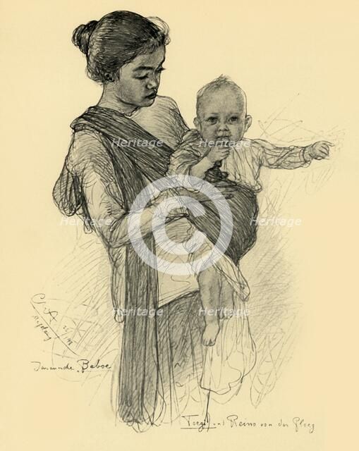 Javanese nanny with European baby, Magalang, 1898. Creator: Christian Wilhelm Allers.