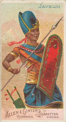 Javelin, from the Arms of All Nations series (N3) for Allen & Ginter Cigarettes Brands, 1887. Creator: Allen & Ginter