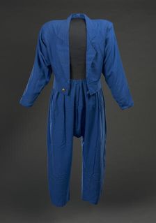 Jacket and pants worn by MC Hammer in music video for "They Put Me in the Mix", 1988. Creator: Unknown