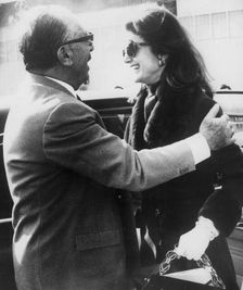 Jackie Onassis and Mr Garoufalidis, Ellinikon Airport, Athens, Greece, January 1969. Creator: Unknown