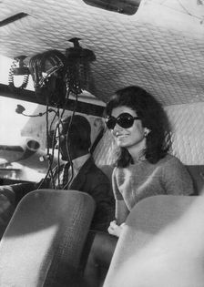 Jackie Onassis in her private helicopter, 1973. Creator: Unknown