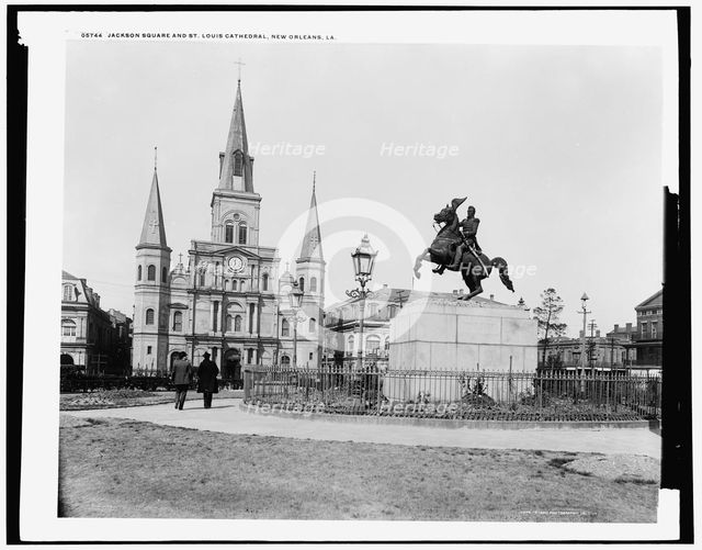 Jackson Square and St. Louis Cathedral, New Orleans, La., c1900. Creator: Unknown.
