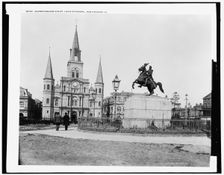 Jackson Square and St. Louis Cathedral, New Orleans, La., c1900. Creator: Unknown