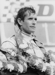 Jacky Ickx after winning the Silverstone 1000km, 1985