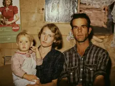 Jack Whinery, homesteader, with his wife and the youngest of his five..., Pie Town, New Mexico, 1940 Creator: Russell Lee