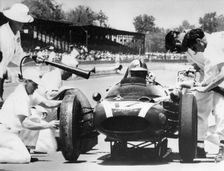 Jack Brabham's Cooper in the pits, Indianapolis 500, Indiana, USA, 1961