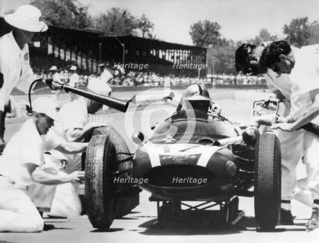 Jack Brabham's Cooper in the pits, Indianapolis 500, Indiana, USA, 1961. Artist: Unknown