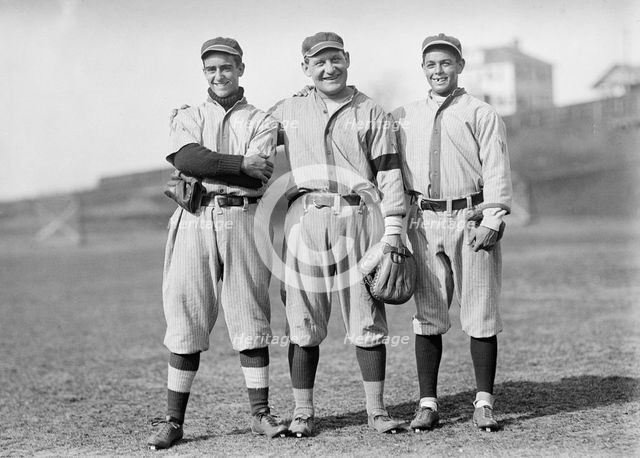 Jack Calvo, William "Germany" Schaefer, And Merito Acosta, Washington Al (Baseball), ca. 1913. Creator: Harris & Ewing.