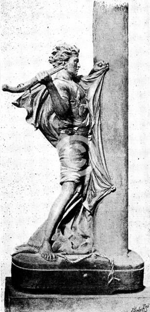 Jack Crawford, the Hero of Camperdown, nailing the flag to the mast, 1890. Creator: Joseph Swain.