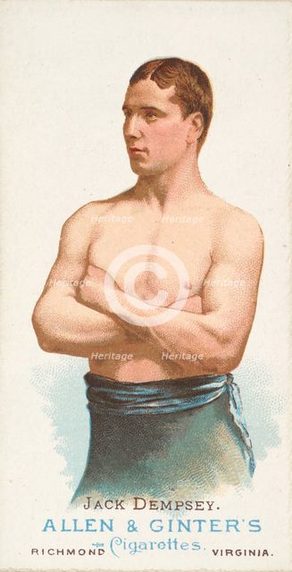 Jack Dempsey, Pugilist, from World's Champions, Series 1 (N28) for Allen & Ginter Cigarettes, 1887. Creator: Allen & Ginter.