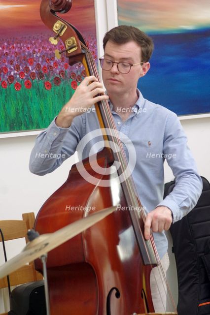 Jack Garside, Sam Braysher Quartet, Clocktower Cafe Jazz Club, Croydon, London, March 2025. Creator: Brian O'Connor.