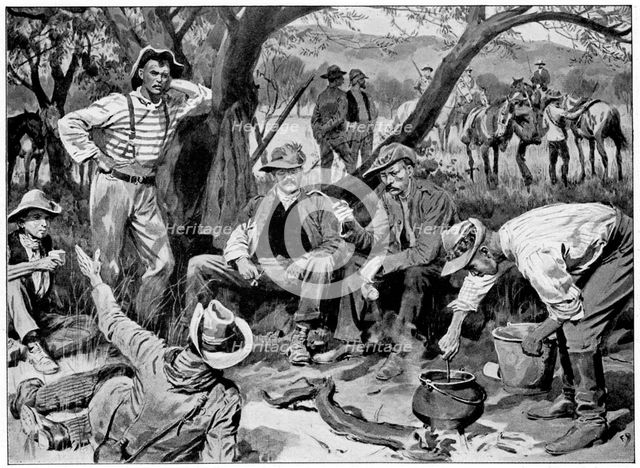 Jack Hindon and his train wreckers, 2nd Boer War, c1900. Artist: Unknown