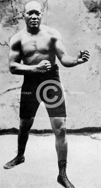 Jack Johnson, the first black world heavyweight boxing champion, 1908 (1951). Artist: Unknown