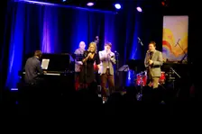 Jack Kendon Quartet with Pete Hill (drums), Jack Kendon (Tpt) and Julian Nicholas (Sax), Ropetackle Artist: Brian O'Connor