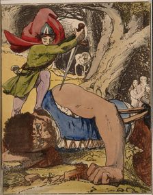 Jack killing the giant, 1845. Creator: Unknown