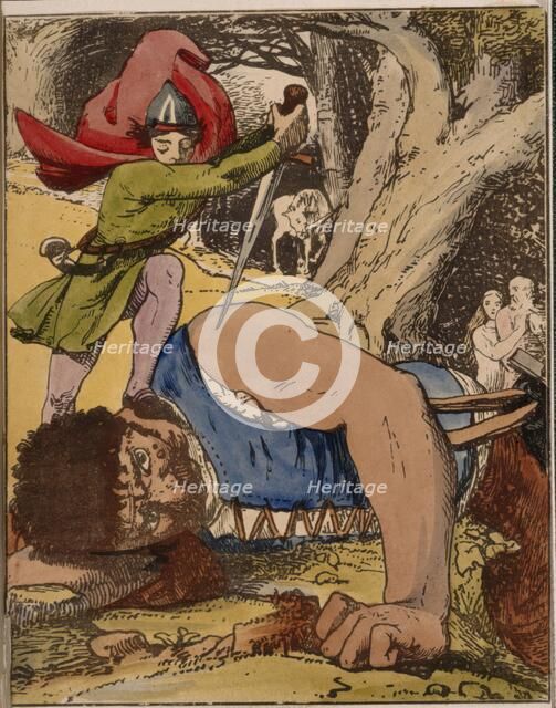 Jack killing the giant, 1845.  Creator: Unknown.