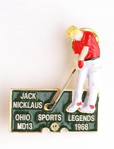 Jack Nicklaus badge, American, 1968