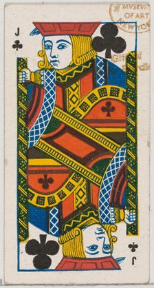 Jack of Clubs (black), from the Playing Cards series (N84) for Duke brand cigarettes, 1888., 1888. Creator: Unknown