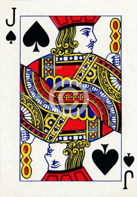 Jack of Spades from a deck of Goodall & Son Ltd. playing cards, c1940. Artist: Unknown.