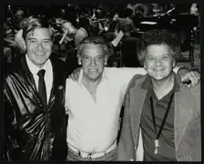 Jack Parnell, Buddy Rich and Steve Marcus at the Royal Festival Hall, London, 22 June 1985. Creator: Denis Williams