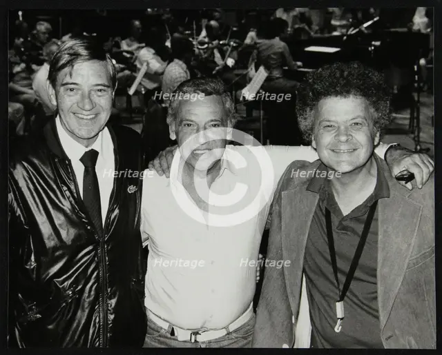 Jack Parnell, Buddy Rich and Steve Marcus at the Royal Festival Hall, London, 22 June 1985. Creator: Denis Williams.