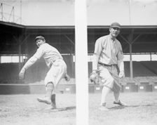 Jack Quinn & Jim Vaughn wearing partial 1909 uniforms, New York, AL (baseball), 1910. Creator: Bain News Service