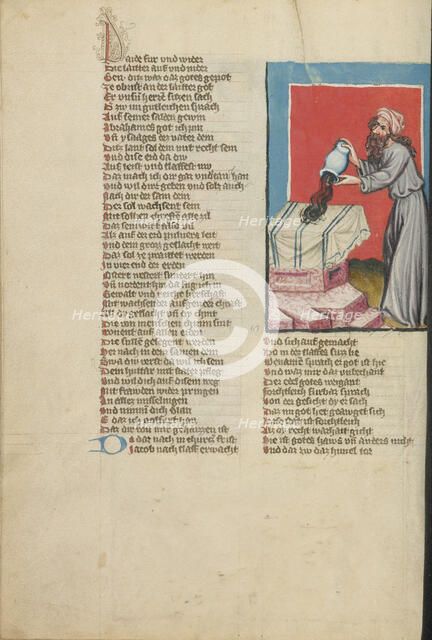 Jacob Consecrating Bethel; Weltchronik, about 1400-1410. Creator: Unknown.