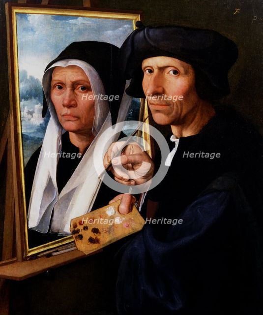 Jacob Cornelisz. van Oostsanen painting his wife Anna. Artist: Jacobsz, Dirck (ca. 1497-1567)