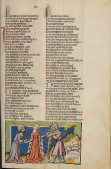 Jacob Choosing Rachel as his Wife; Weltchronik, about 1400-1410. Creator: Unknown