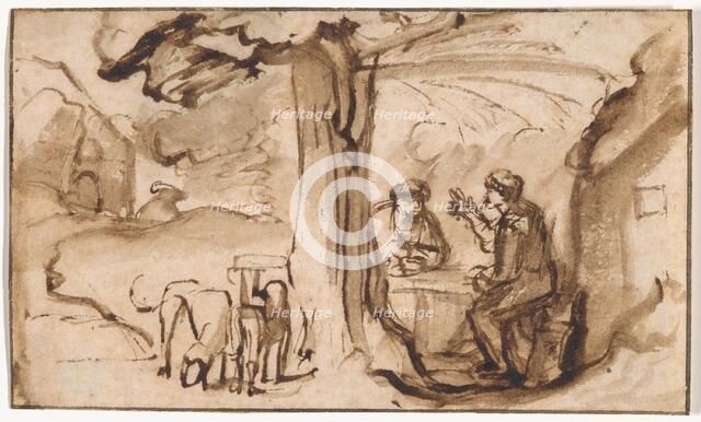 Jacob and Esau (recto); Head of a Young Woman Asleep (verso), 1647/78. Creator: Samuel van Hoogstraten.