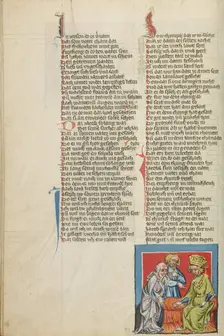 Jacob and Joseph before Pharaoh; Weltchronik, about 1400-1410. Creator: Unknown