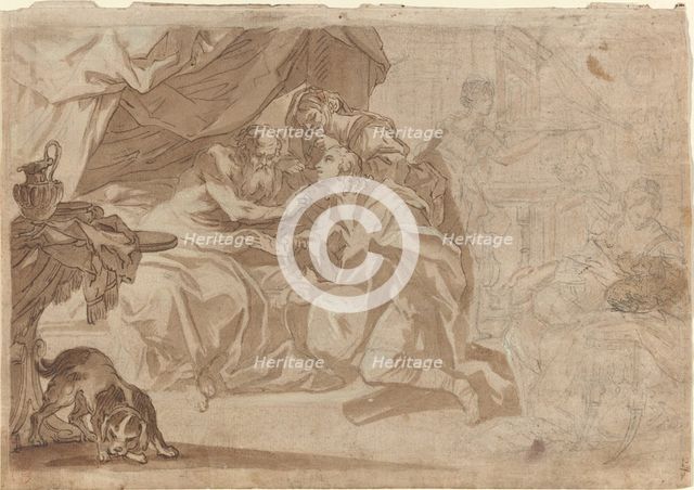 Jacob and Rebecca before Isaac [recto], early 18th century. Creator: Unknown.