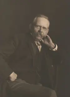Jacob August Riis, three-quarter length portrait, c1900. Creator: Frances Benjamin Johnston