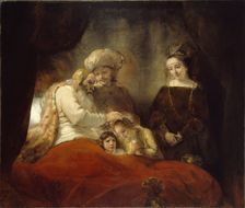 Jacob Blessing Ephraim and Manasseh, 1656. Artist: Rembrandt van Rhijn (1606-1669)