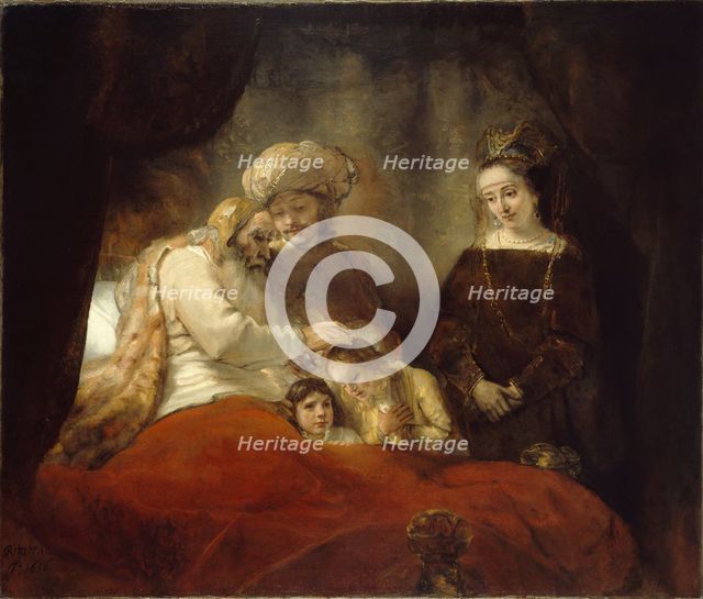 Jacob Blessing Ephraim and Manasseh, 1656. Artist: Rembrandt van Rhijn (1606-1669)