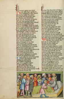 Jacob Blessing Joseph's Sons; Weltchronik, about 1400-1410. Creator: Unknown
