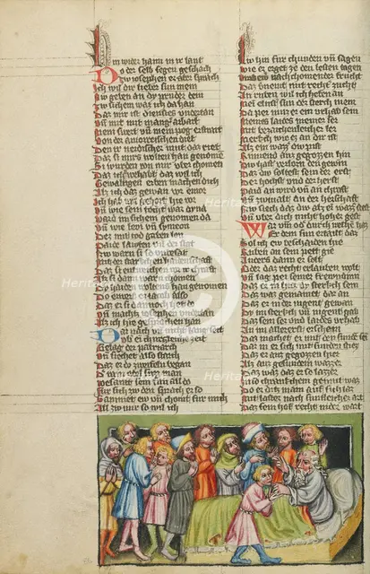 Jacob Blessing Joseph's Sons; Weltchronik, about 1400-1410. Creator: Unknown.