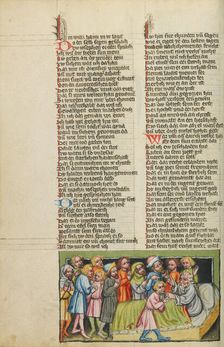 Jacob Blessing Joseph's Sons; Weltchronik, about 1400-1410. Creator: Unknown