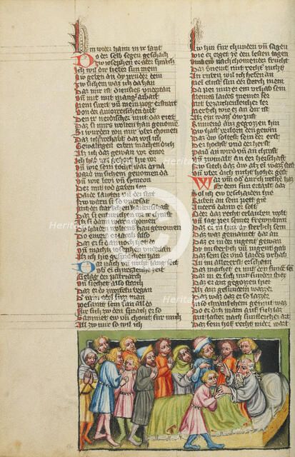 Jacob Blessing Joseph's Sons; Weltchronik, about 1400-1410. Creator: Unknown.