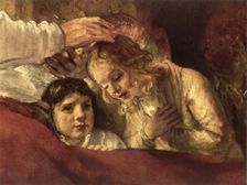 Jacob Blessing the Sons of Joseph (detail), 1656, (1967). Creator: Rembrandt Harmensz van Rijn