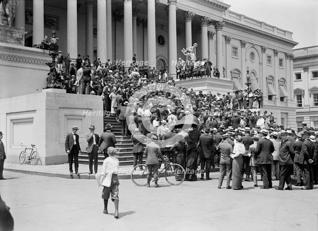 Jacob 'General' Coxey Speaking On The Steps of Capitol, 1914. Creator: Harris & Ewing.
