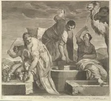 Jacob Draws Water for Rachel's Animals (Jacob abreuve le troupeau de Rachel). Creator: Claude Mellan