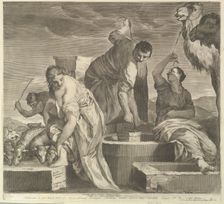 Jacob Draws Water for Rachel's Animals (Jacob abreuve le troupeau de Rachel). Creator: Claude Mellan