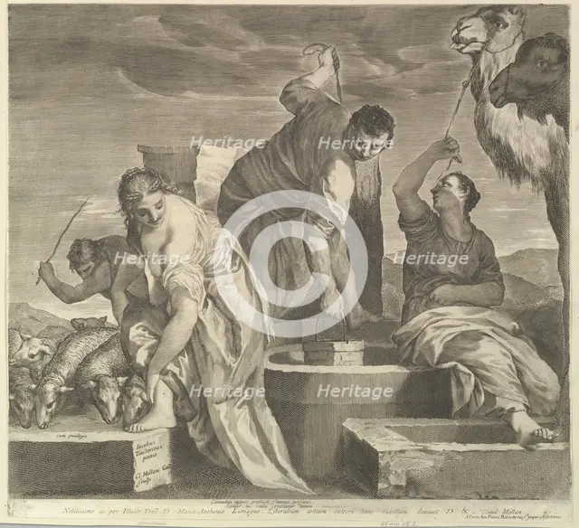 Jacob Draws Water for Rachel's Animals (Jacob abreuve le troupeau de Rachel). Creator: Claude Mellan.