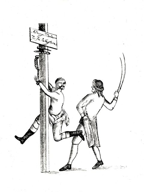 Jacob Johan Anckarström beeing flogged, Sweden, 1792.  Creator: Unknown.