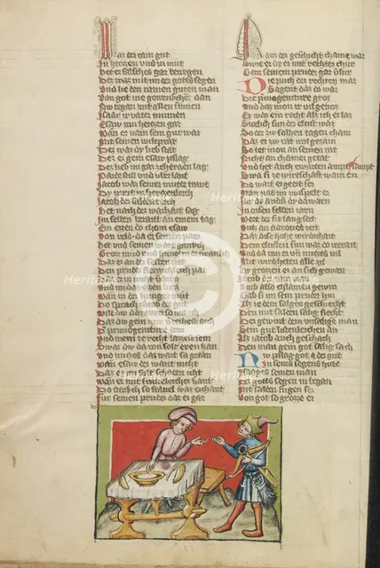 Jacob Obtaining Esau's Birthright; Weltchronik, about 1400-1410. Creator: Unknown.
