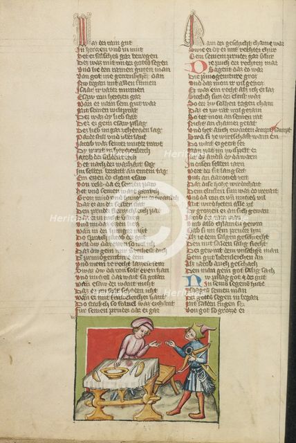 Jacob Obtaining Esau's Birthright; Weltchronik, about 1400-1410. Creator: Unknown.