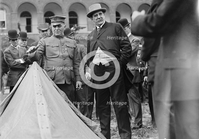 Jacob M. Dickinson, Secretary of War - Inspecting Army Equipment, 1911. Creator: Harris & Ewing.